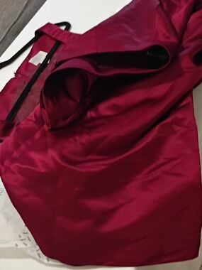 Bill Levkoff Strapless Satin Dress in Deep Berry